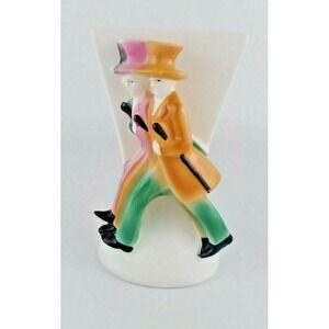 RARE VTG MCM ART DECO GOEBEL VASE CIRCA 1935 3 MEN W TOP HATS WALKING STICKS